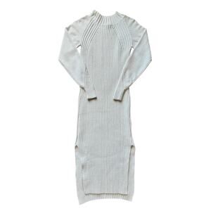 Women’s Lulus Ivory Mock Neck Midi Sweater Dress (S)